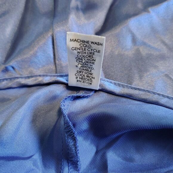 Navy Blue Satin Slip Dress Lace Trim Babydoll Nightie Fairycore Coquette M - Picture 9 of 9